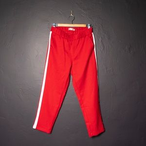 Cute Red Athletic Pants with White Stripe Sz M